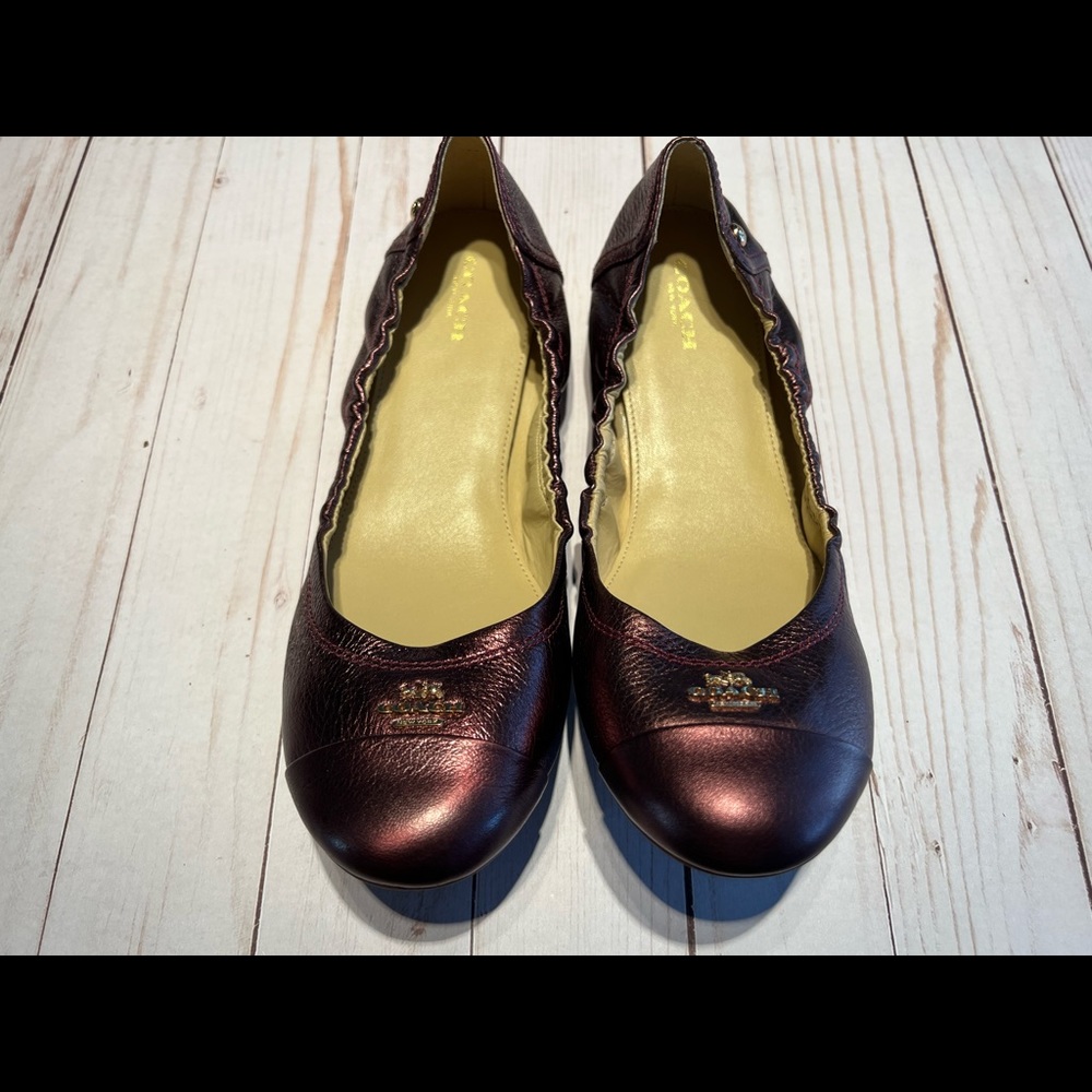Coach Camilla Metallic Natural Pebbled Flats